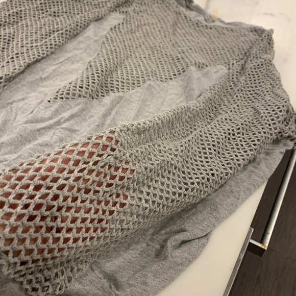 Y2K Gray Sweatshirt with Mesh-L - Picture 4 of 5